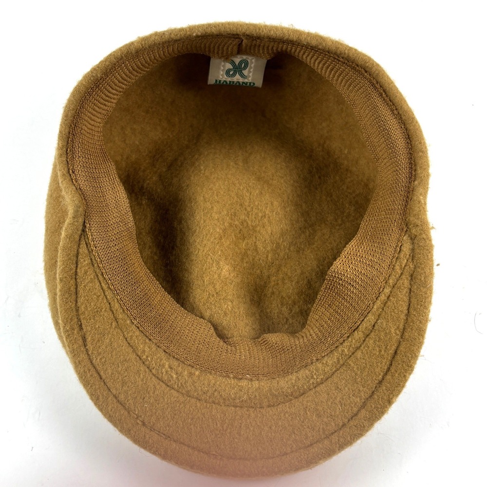 Vtg Haband Flat Cap Camel Mens Medium Brown 100% Wool Ivy Newsboy Hat 862 - Picture 4 of 7